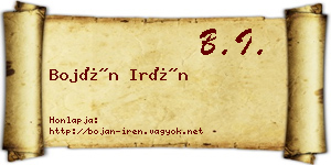 Boján Irén névjegykártya